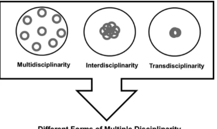 Fig. 1. Different forms of multiple disciplinarity. Inspired by Zeigler (1990) and arj.no/2012/03/12/