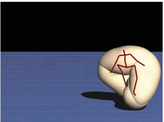 Figure 1.2 Squelette humanoïde adapté à un maillage de beigne. Image provenant du vidéo accompagnant l’article de Baran et Popovi´c (2007).