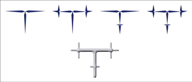 Figure 3.11 La correspondance multirésolution est efﬁcace et versatile. Différents squelettes (en haut) ont