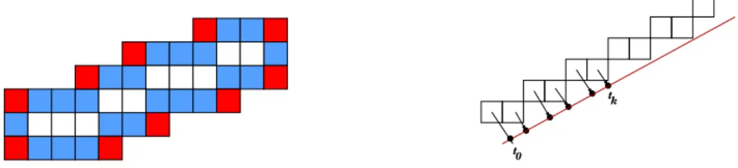 Figure 1.14: Fuzzy segment with ghost 4 and 8 - connected pixels, which are pro- pro-jected onto the underlying line.