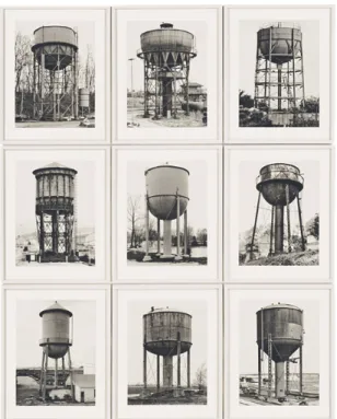 Figure 7 – Bernd et Hilla Becher, Water Towers (Wassertürme), 1980, gélatine  argentique, 155 x 125 cm (l’ensemble), Guggenheim Museum, New York 