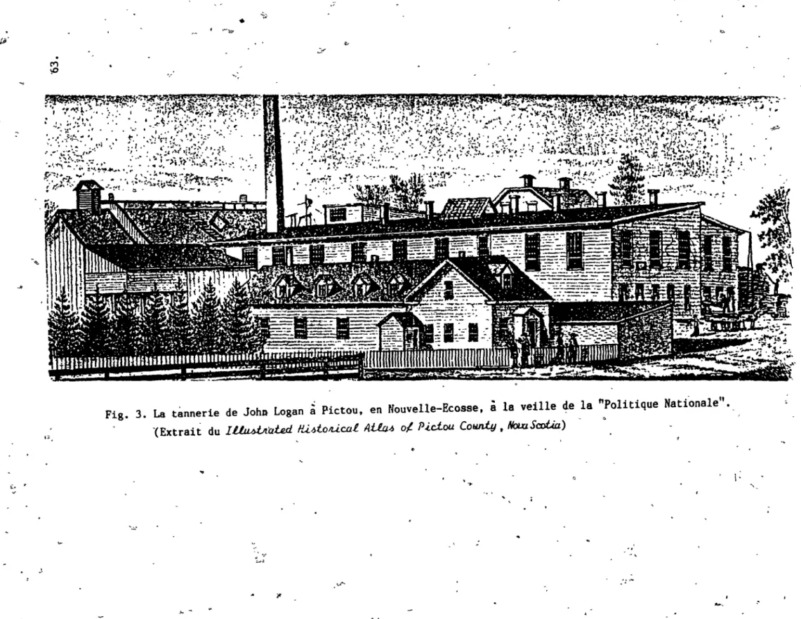 Fig.  3.  La  tannerie  de  John  Logan  à  Pictou,  en  Nouvelle-Ecosse,  à  la  veille  de  la  &#34;Politique  Nationale&#34;