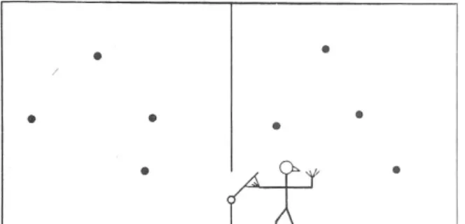 Fig. 2 – Le démon de Maxwell opérant le tri entre les molécules en fonction de leur vitesse