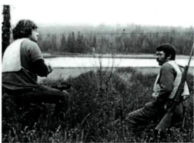 Figure 9 : Pierre Perrault, image extraite du film La bête lumineuse, 1982, Avec Albert (à gauche) et Bernard (à droite).