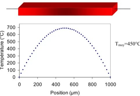 Figure 3.2 : Distribution de la température le long de la résistance chauffante 