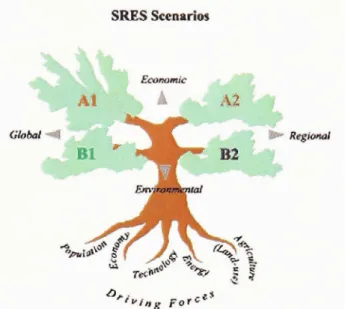 Figure 1. 5 Représentation  schématique des familles  de  scénarios du SRES. 