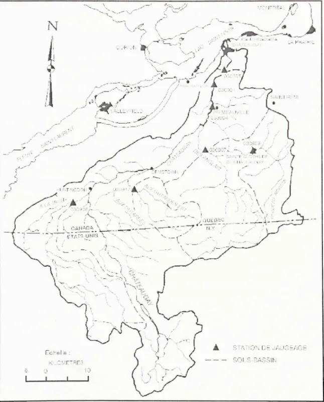 Figure 2.1 Situation  géographique du bassin versant de la rivière Châteauguay. 