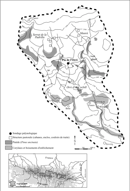 Fig. 1 – Localisation géographique du site d'étude : Montagne d'Enveitg (Cerdagne, Pyrénées-Orientales, France)