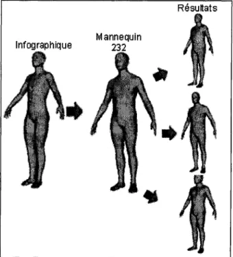 Figure 46  Illustration du passage du modèle infographique initial au mannequin utilisé  pour les optimisations 