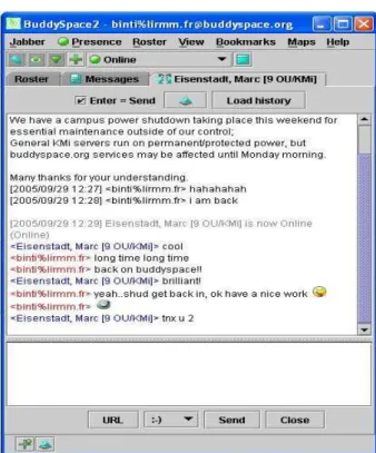 Figure  2.1 (a): The BuddySpace chatting user interface. Some chatting going on.