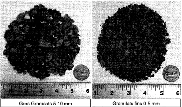 Figure  12  Illustration des gros granulats et des granulats fins échantillonnés (été  2004) 
