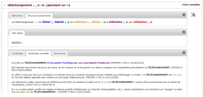 Figure 11 : Nom prédicatif téléchargement dans le DiCoInfo (DiCoInfo 2015) 