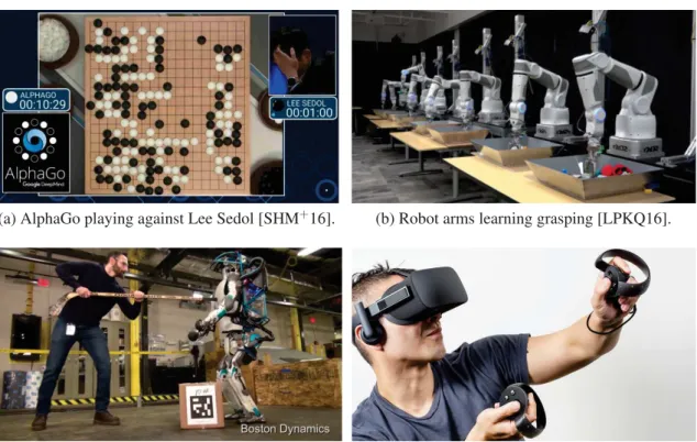 Figure 1: A few recent advances in artificial intelligence, robotics and virtual reality.