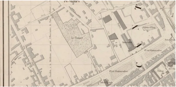 Fig. 34 Extrait du plan de la ville de Troyes, 1853 -  C. Roms, Inrap