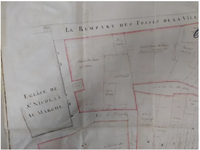 Fig. 36 Extrait du plan de la vicomté de 1785 (Arch. dép. Aube, 15E839) -  C. Roms, Inrap