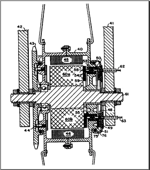 figure 24 : intégration d’un moteur à courant continu inversé dans la roue arrière d’un vélo  électrique
