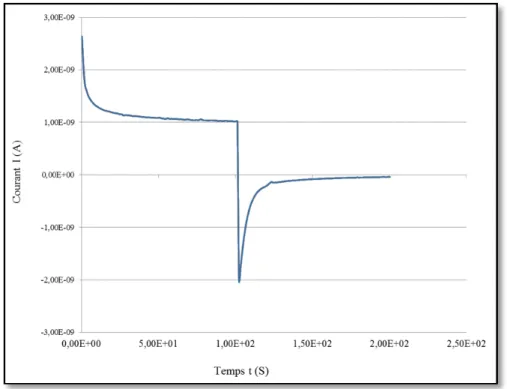 Figure 2.13 Courant de charge et de décharge d'un échantillon d’époxy/SiC 