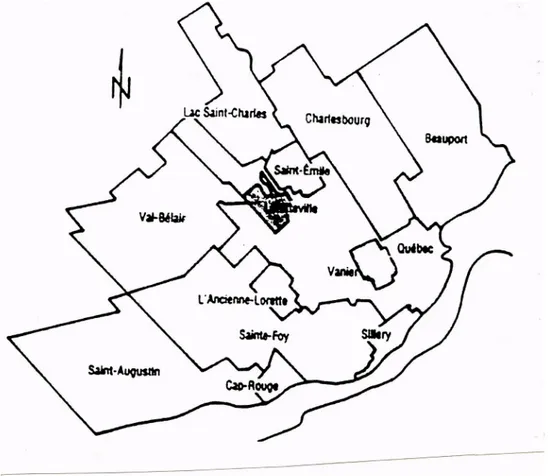 Figure 1. Plan de la localisation de Loretteville à l'intérieur de la CUQ.