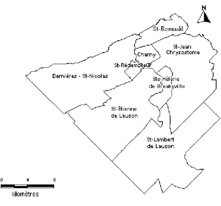 Figure 1 : Région Chaudière-Appalaches avec les 11 MRC