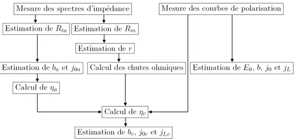 Figure 4 : Processus d’initialisation des paramètres statiques  R ta est la résistance de transfert à l’anode s’exprimant en fonction de j 0a  et b a 