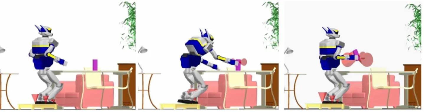 figure 3.5: Le robot HRP-2 attrape un objet sur une table.