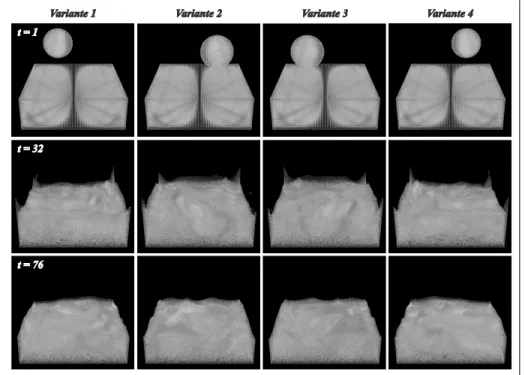 Figure 2.2 Exemple de variantes utilisées à l’entraînement du scénario de la goutte qui tombe dans un réservoir.