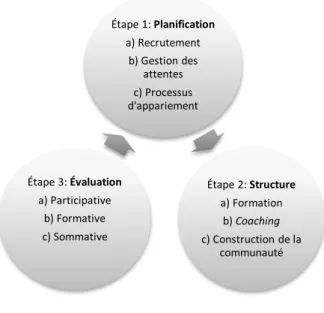 Figure 1 : Le cadre d’analyse du mentorat en ligne structuré selon Single et Muller (1999) 