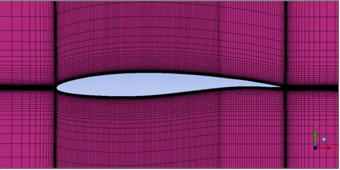 Figure 0.13 View of the MDO 505 mesh on the wing symmetry plane 