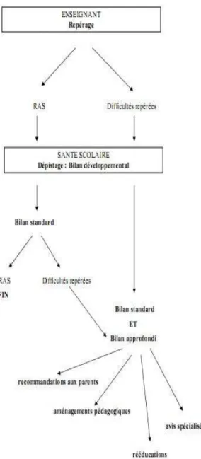 Figure  1.1 :  Schéma  issu  du  Bilan  de  Santé  Evaluation  du  Développement  pour  la  Scolarité 5 à 6 ans (BESD 5-6)