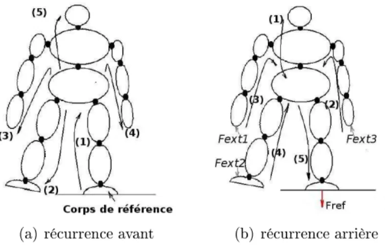 Fig. 3.5  Prinipe de l'algorithme de Newton-Euler pour le alul du modèle dynamique