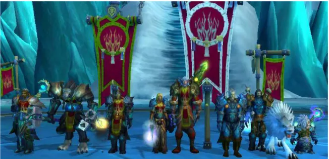 Figure 1: Quelques membres d’une guilde dans l’univers persistant World of Warcraft 