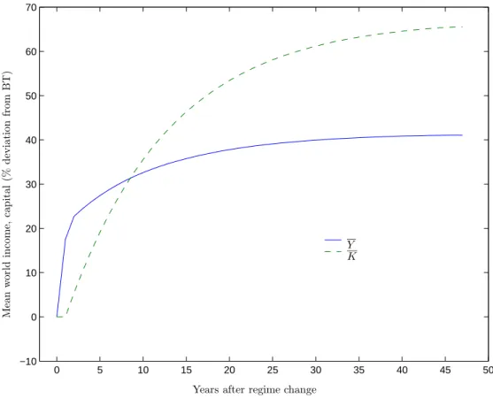 Figure 5: Transitional Dynamics of Eﬃciency (BT → FT)
