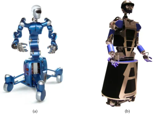 Figure 4: Two-arm mobile manipulators: (a) Justin (Courtesy of DLR ); (b) ARMAR-III (courtesy of Karlsruhe Institute of Technology).