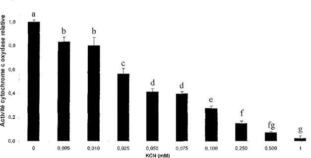 Figure 4. Effet du KCN sur l'activité COX relative d'homogénats de fibroblastes sains (WSI)