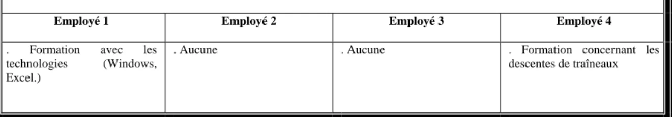 TABLEAU 9 : Exemples d’activité de formation ayant connu des difficultés ou un échec – Centre de ski 