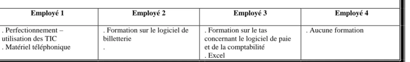 TABLEAU 19 : Une expérience de formation à l’utilisation des TIC – Centre récréotouristique 