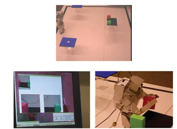 Figure 1.24: Overview of the humanoid control application (from [64]): (A) The robot in its arena: