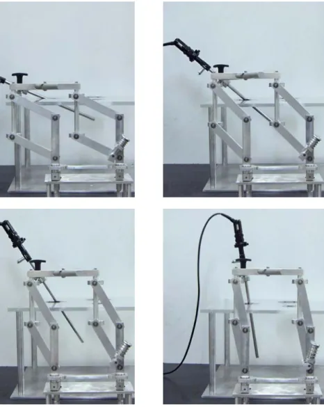 Figure 5.14 – Équilibrage statique parfait du laparoscope sur la maquette passive de l’ evolap