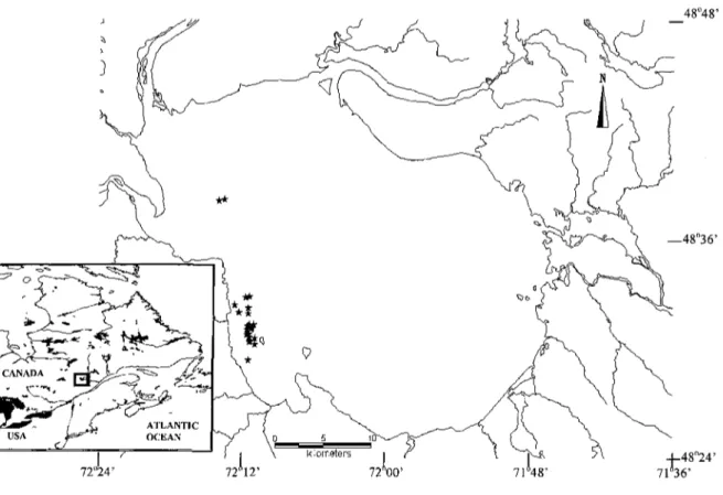 Figure 5. Location of the study lake. Black stars showing sampling sites for all dates