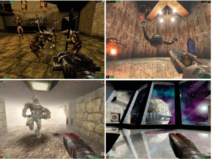 Figure 3.4 – Screenshots of Unreal gameplay [MobyGames, 1998]