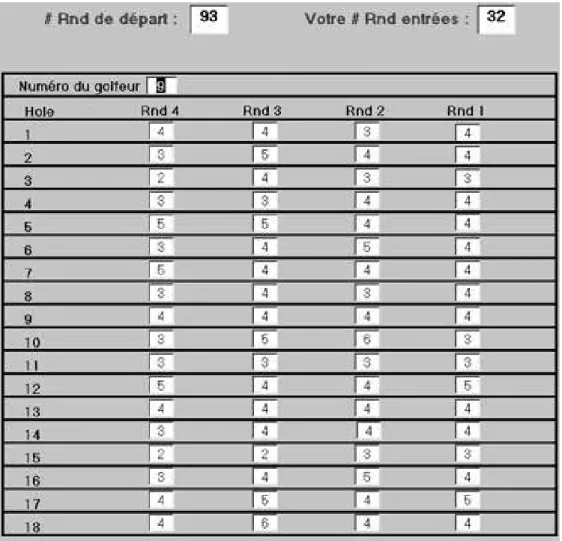 Figure 3: Snapshot of the data entry screen.