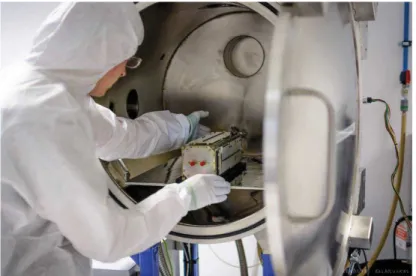 Figure 1.4-1 LituanicaSAT-2 is being installed in the thermal vacuum chamber 