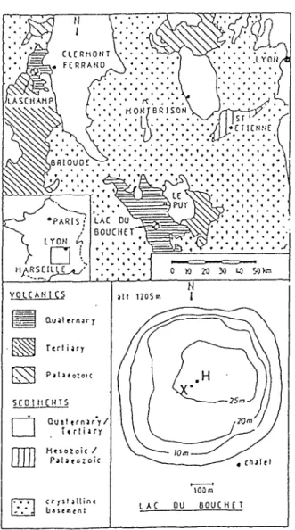 FIG.  1.  -  Carte  gPologique  de  la  rigion  du  lac  du  Bouchet  (Haute-Loire. 
