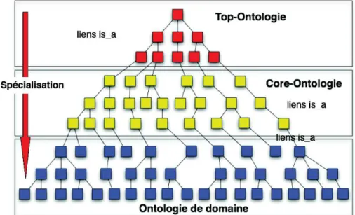 Figure 1.2 – Les différents types d’ontologies par niveau de spécialisation