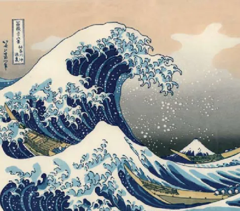 Fig 1. La grande vague de Kanagawa, estampe japonaise de Hokusai réalisée  en 1830