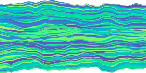 Figure 2.4  Problème de surcharge d'un streamgraph avec une centaine de couches (séries temporelles) qu'il est dicile d'analyser.