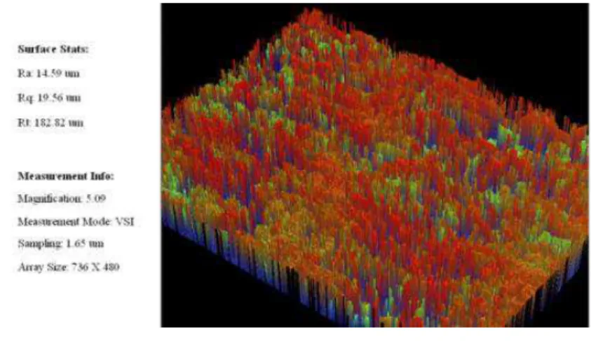 Figure 9: Exemple de relevé topographique d’une surface usinée par un outil revêtu de  CrN après 110 m  d’usinage 