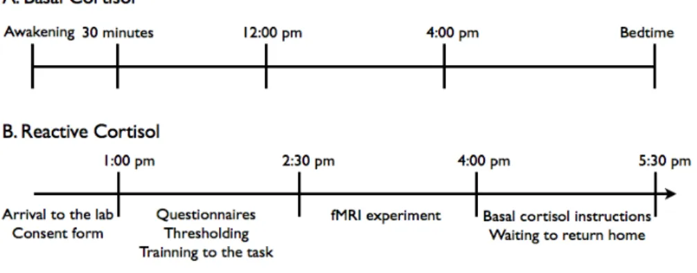 Figure 1: The time at which reactive and basal cortisol samples were collected.  