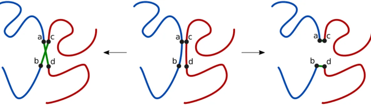 Figure 6 – Schématisation d’un DCJ ; les cassures ont lieu entre a et b et entre c et d.