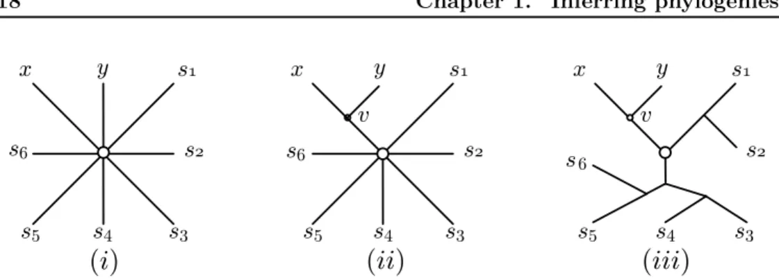 Figure 1.4: The clustering process to build a phylogenetic tree - (i) the initial situation
